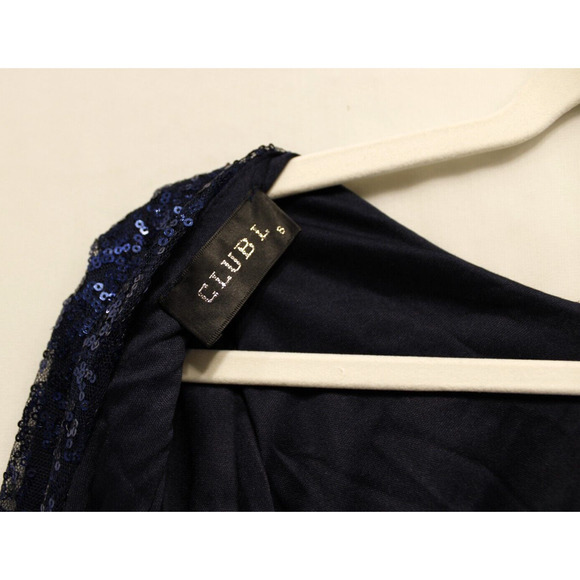 Club L Bodycon All Over Sequin Short Dress‎ Women 8 Open Cowl Back Side Zip Blue - Picture 12 of 16